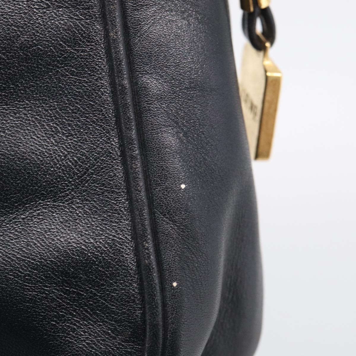 LOEWE Clutch Bag Leather Black Gold Auth 198053