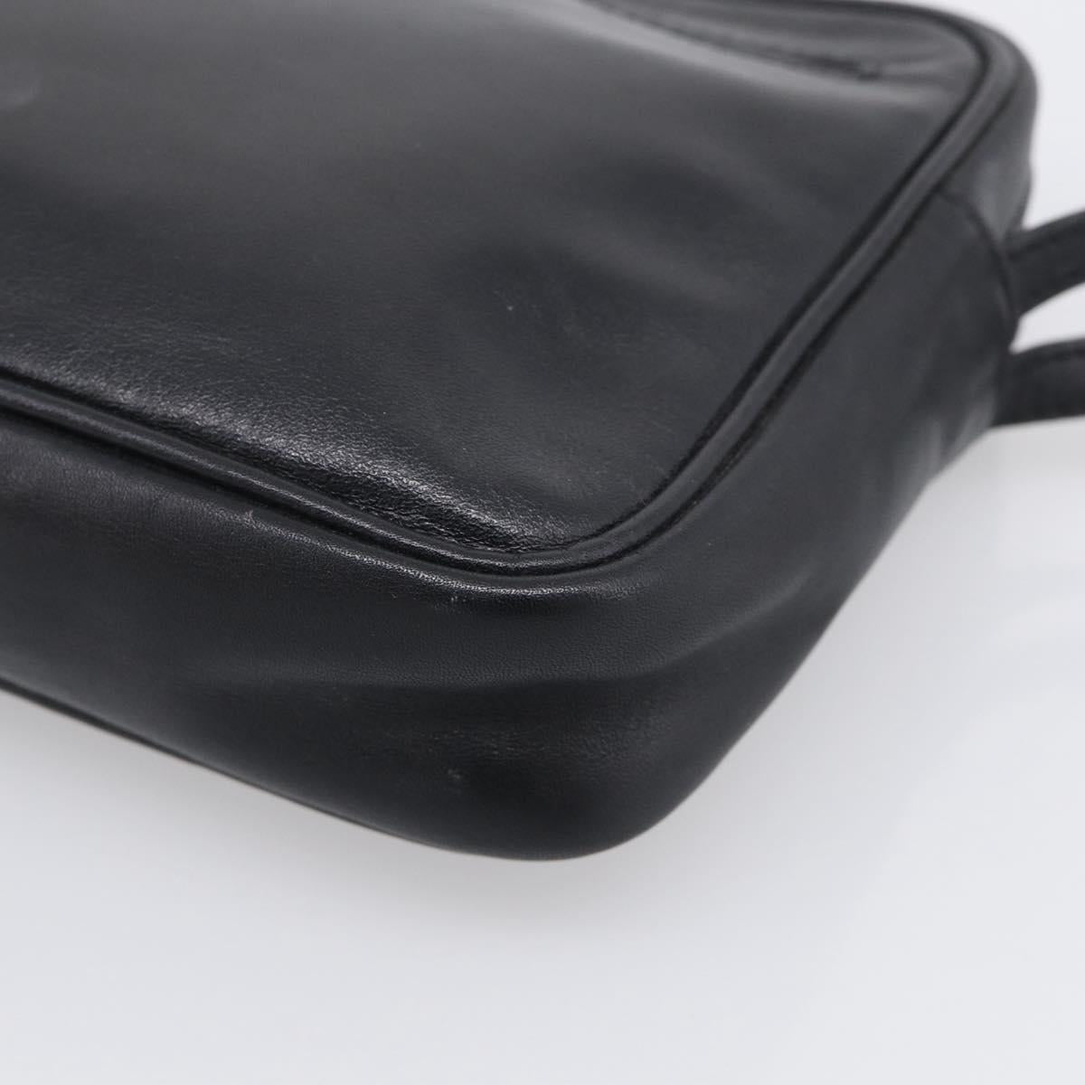 LOEWE Clutch Bag Leather Black Gold Auth 198053