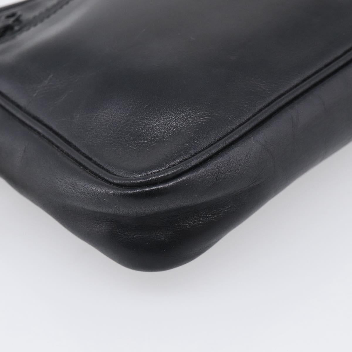 LOEWE Clutch Bag Leather Black Gold Auth 198053