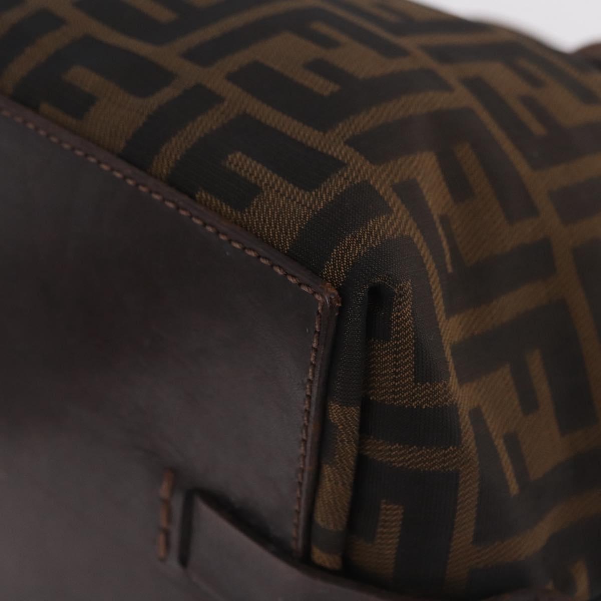 FENDI Zucca Canvas Hand Bag Black Brown Auth 198054