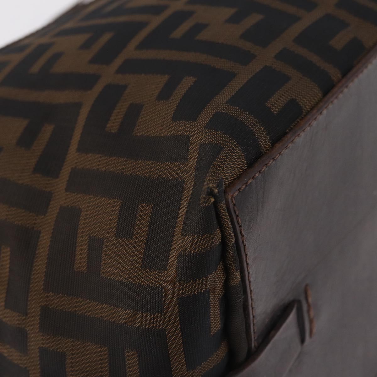 FENDI Zucca Canvas Hand Bag Black Brown Auth 198054