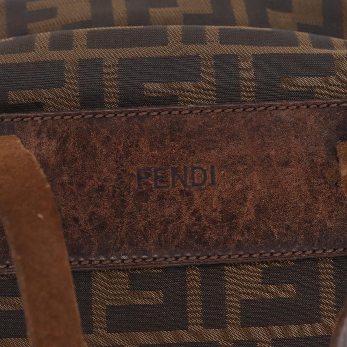 FENDI Zucca Canvas Hand Bag Black Brown Auth 198054