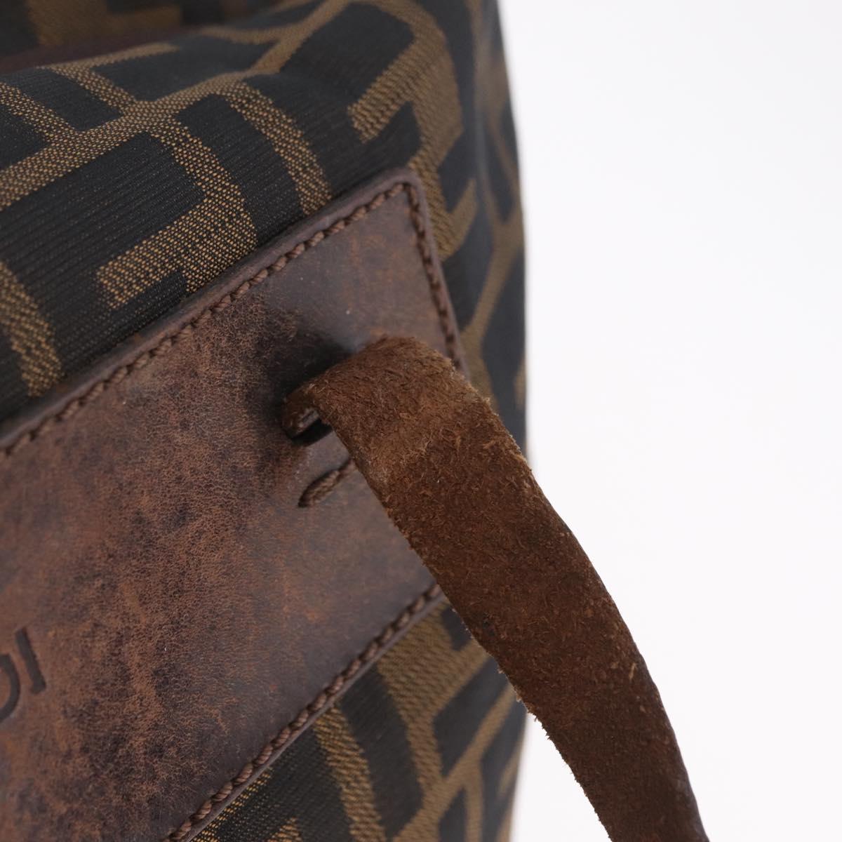 FENDI Zucca Canvas Hand Bag Black Brown Auth 198054