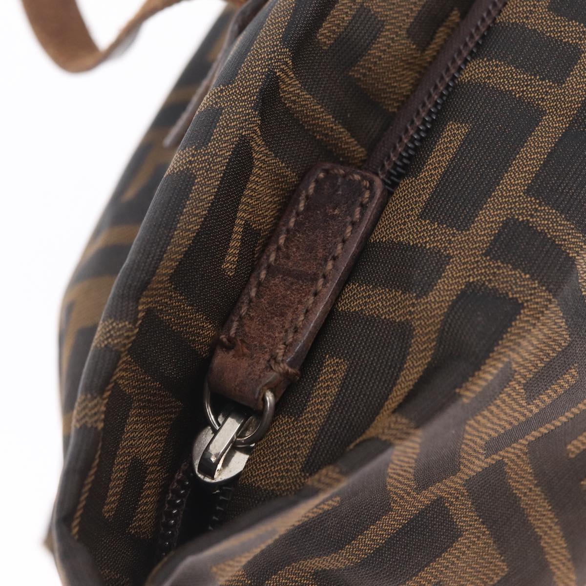 FENDI Zucca Canvas Hand Bag Black Brown Auth 198054