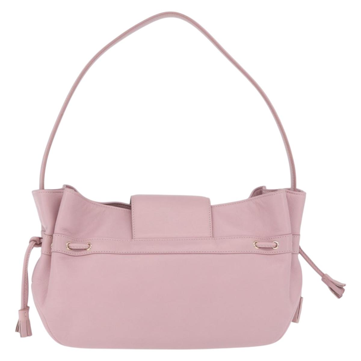 MORABITO Shoulder Bag Leather Pink Gold Auth 198055A