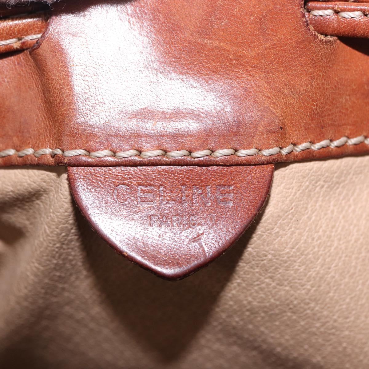 CELINE Macadam Canvas Shoulder Bag PVC Leather Brown Gold Auth 198250