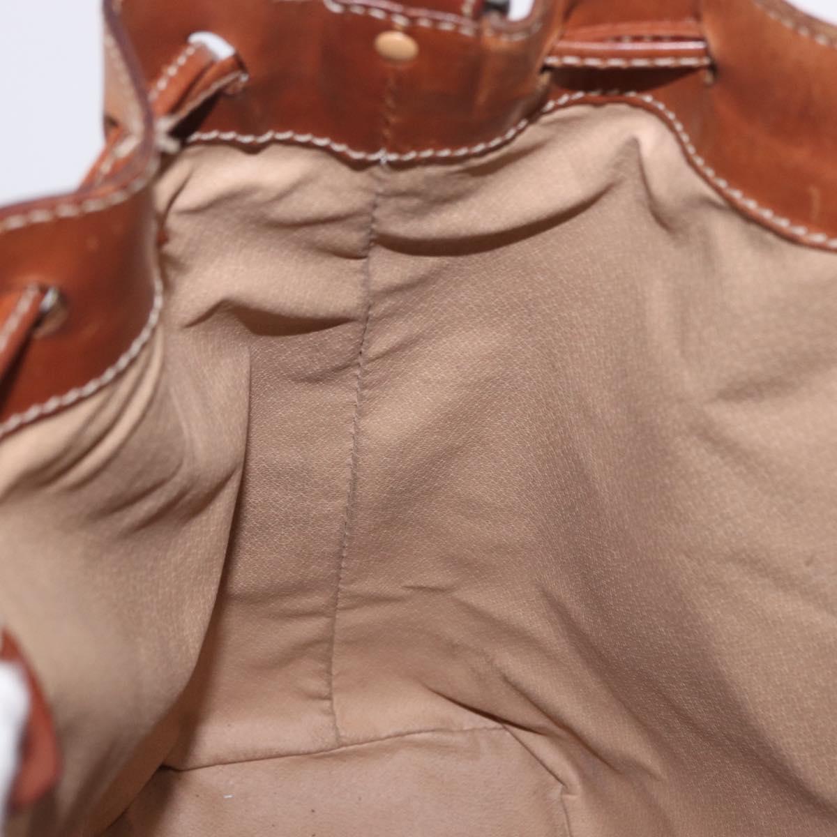 CELINE Macadam Canvas Shoulder Bag PVC Leather Brown Gold Auth 198250