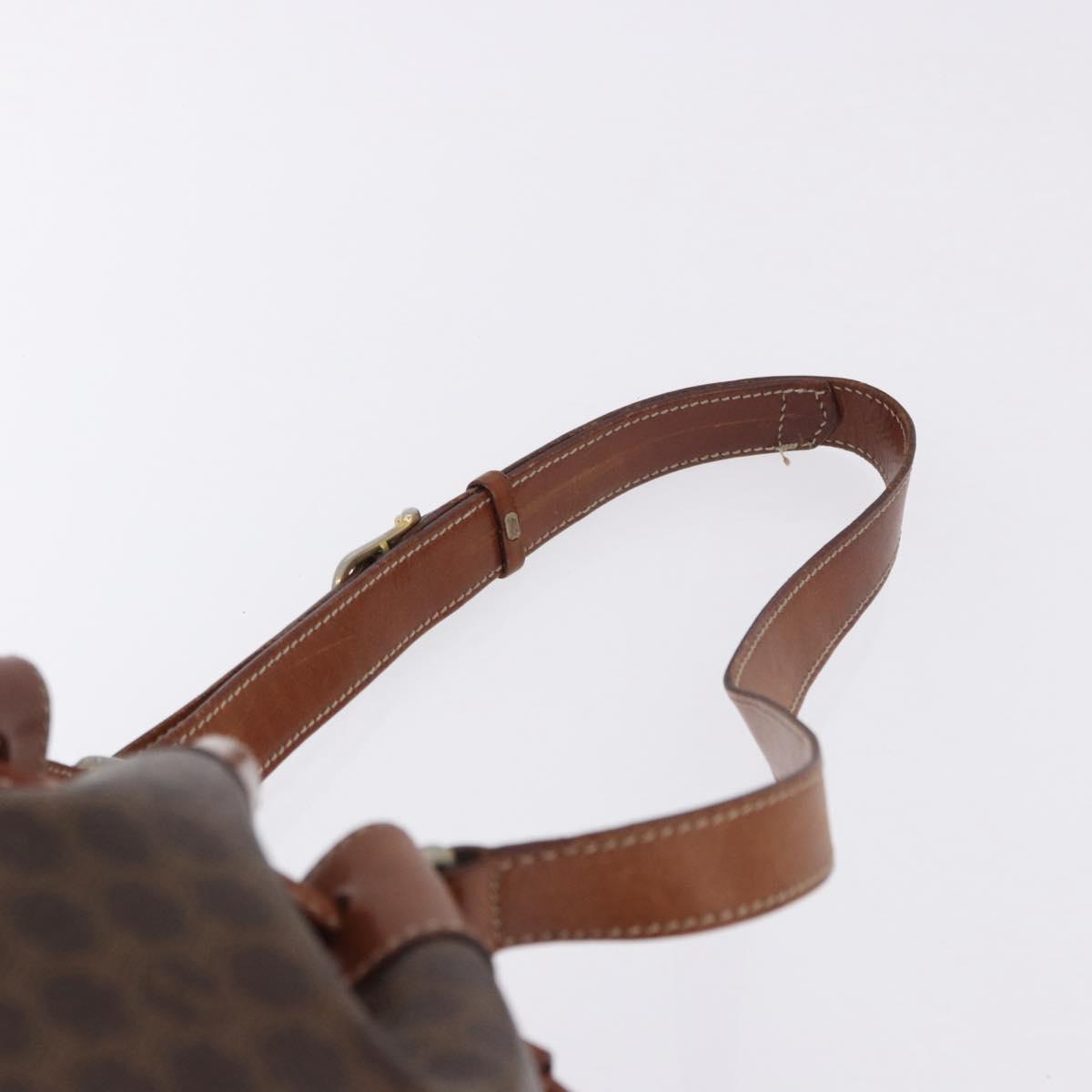 CELINE Macadam Canvas Shoulder Bag PVC Leather Brown Gold Auth 198250