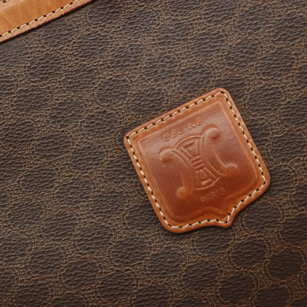 CELINE Macadam Canvas Tote Bag PVC Leather Brown Gold Auth 198251
