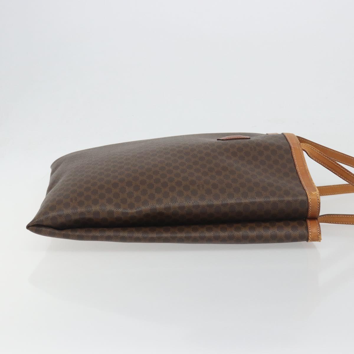 CELINE Macadam Canvas Tote Bag PVC Leather Brown Gold Auth 198251