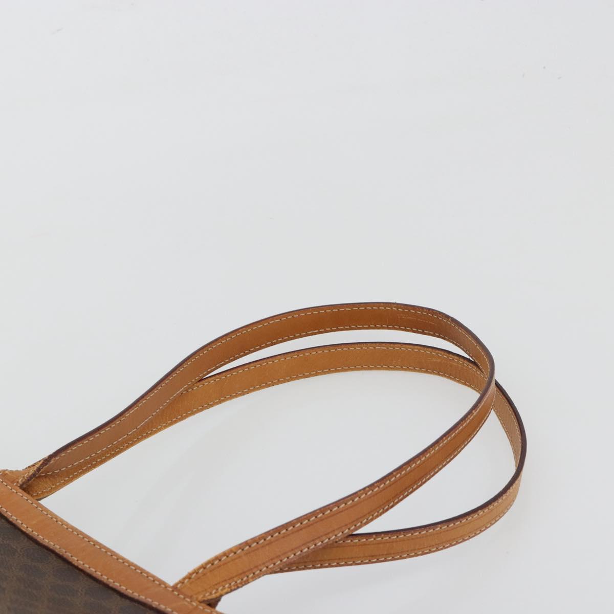 CELINE Macadam Canvas Tote Bag PVC Leather Brown Gold Auth 198251