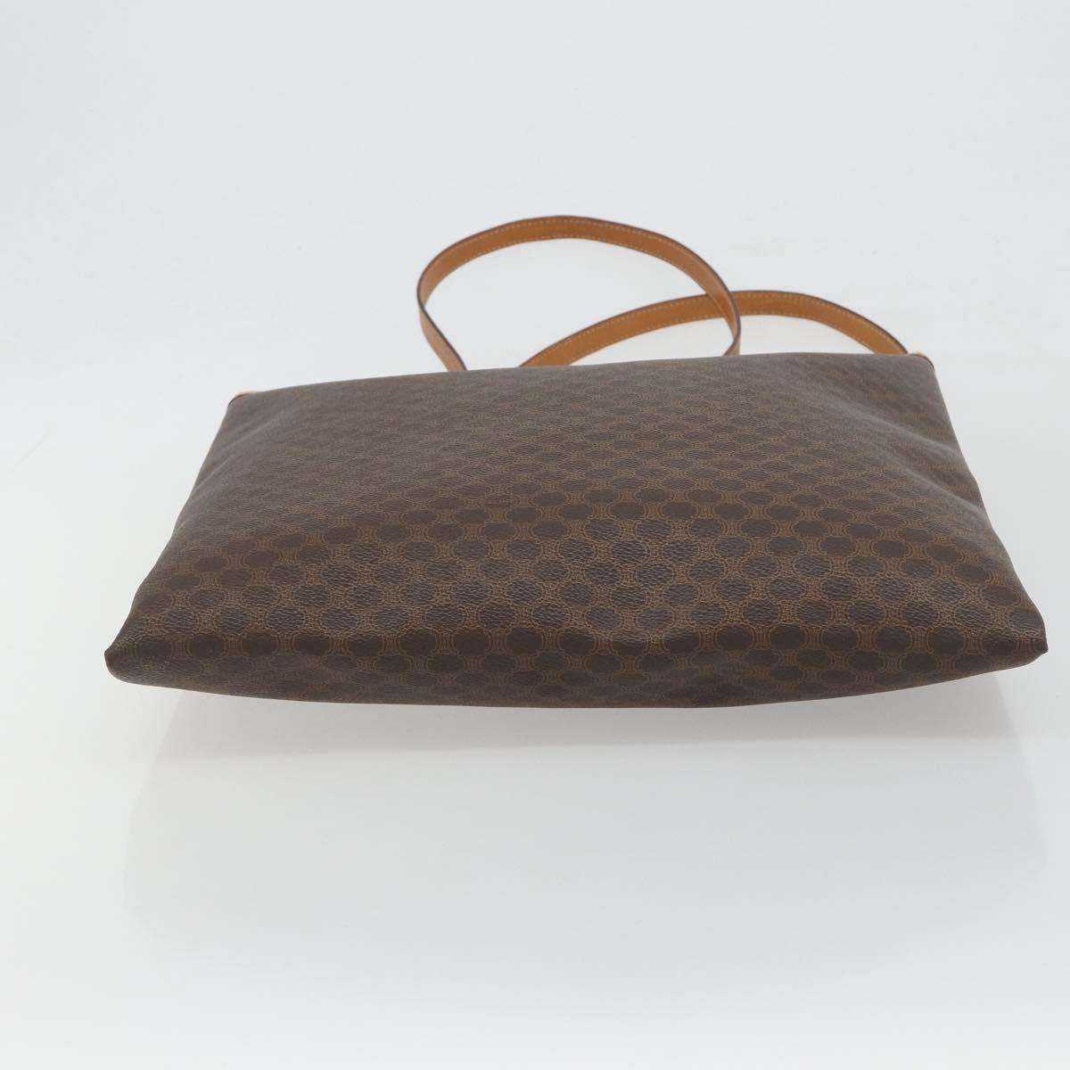 CELINE Macadam Canvas Tote Bag PVC Leather Brown Gold Auth 198251