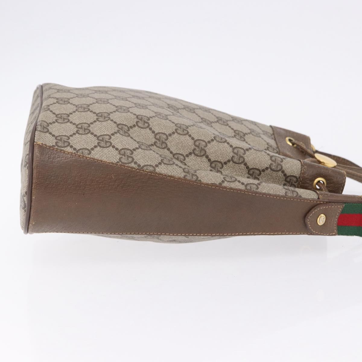GUCCI GG Supreme Web Sherry Line Bag PVC Beige Gold 72 02 034 Auth 198252