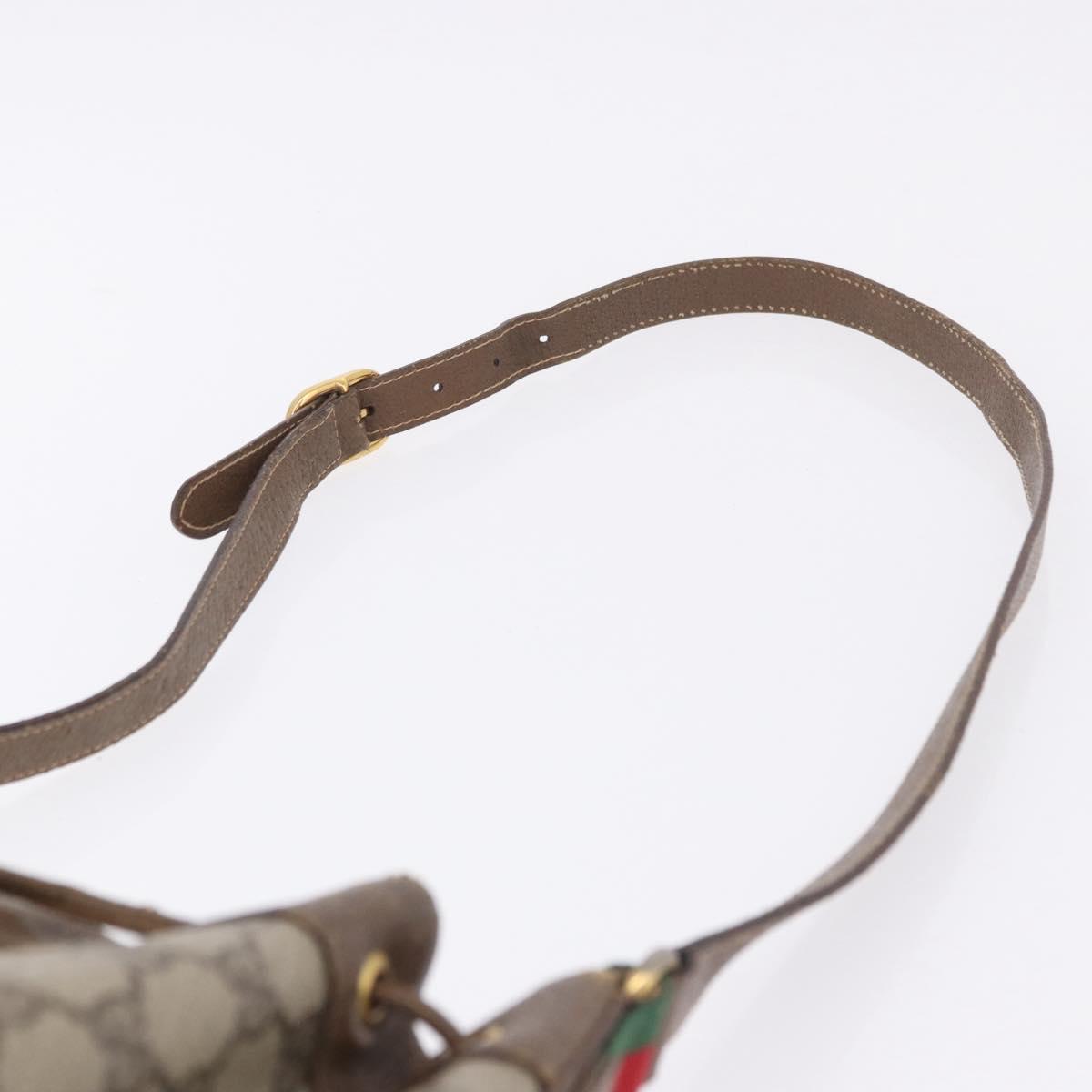 GUCCI GG Supreme Web Sherry Line Bag PVC Beige Gold 72 02 034 Auth 198252