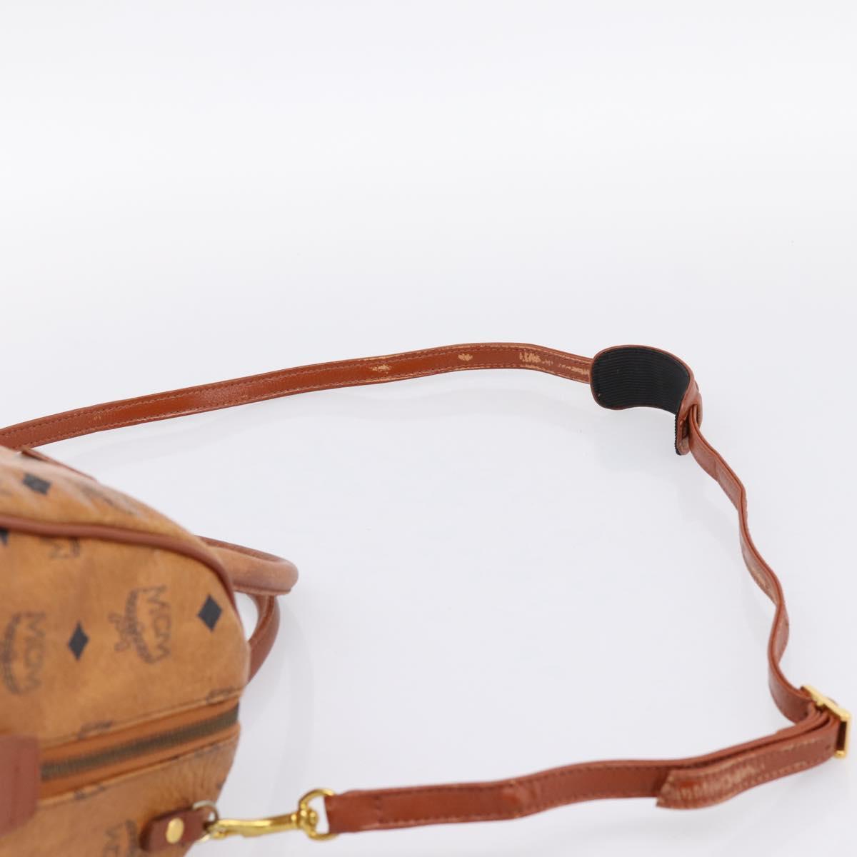 MCM Logogram Vicetos Boston Bag PVC Leather 2way Brown Gold Auth 198253