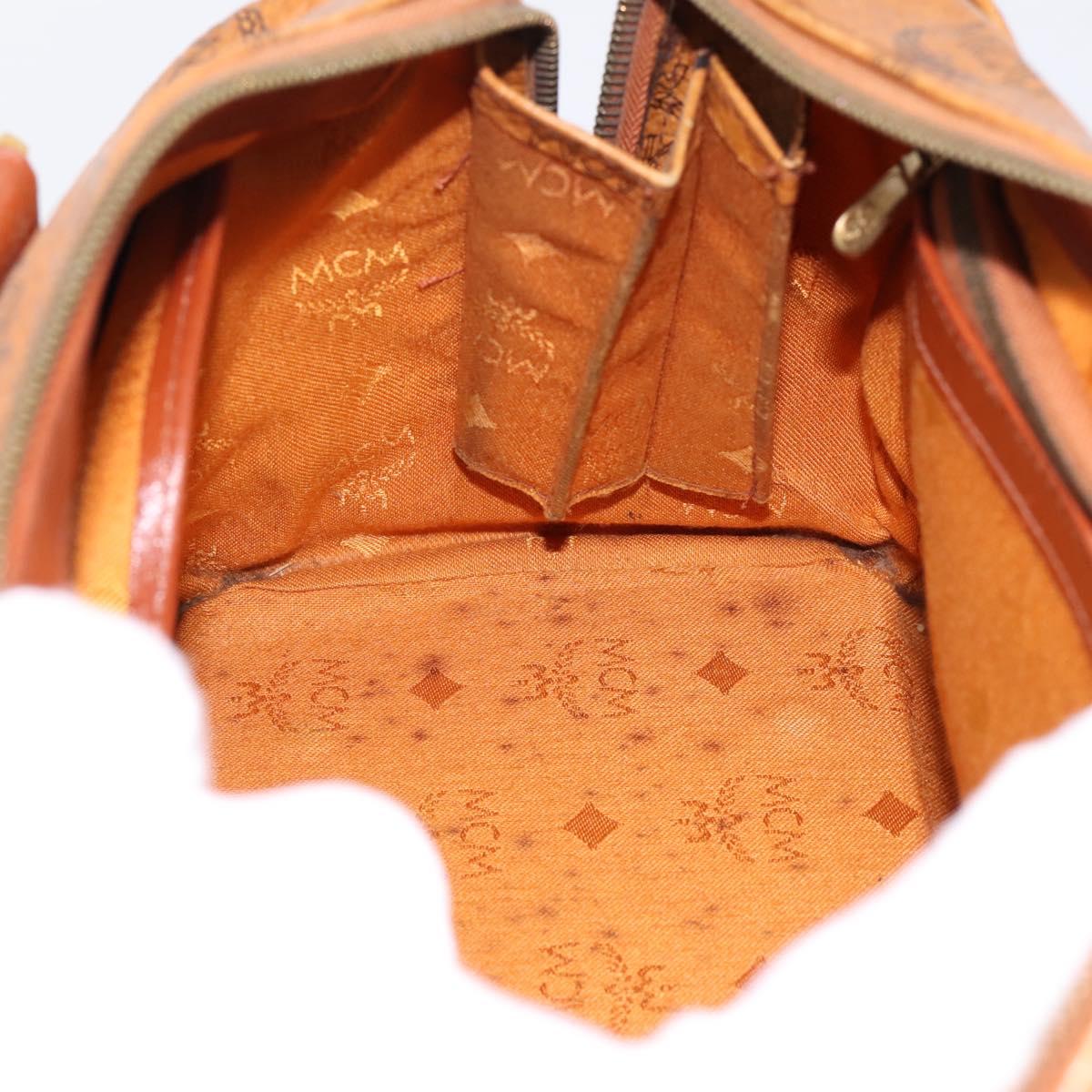 MCM Logogram Vicetos Boston Bag PVC Leather 2way Brown Gold Auth 198253