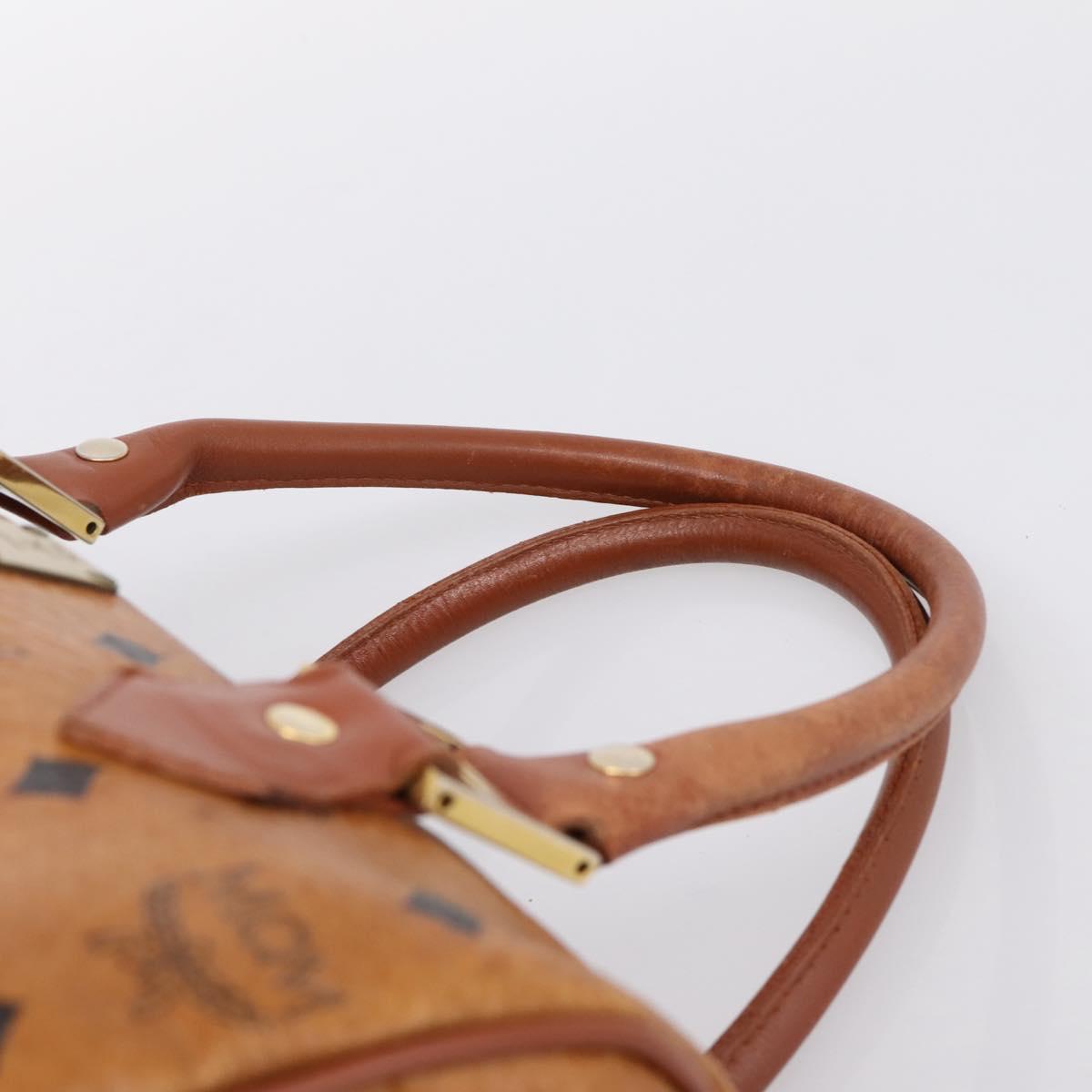 MCM Logogram Vicetos Boston Bag PVC Leather 2way Brown Gold Auth 198253
