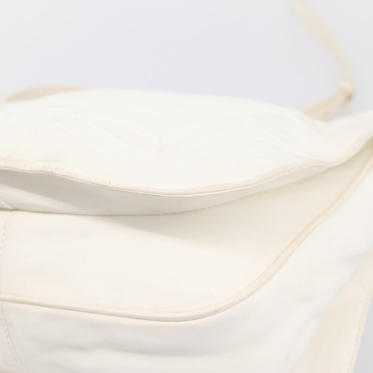 LOEWE Shoulder Bag Leather White Gold Auth 198255