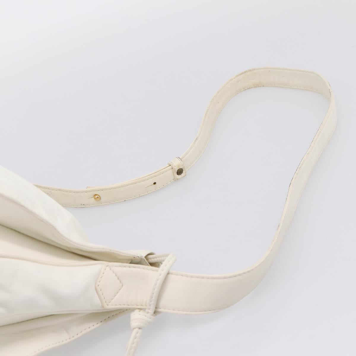 LOEWE Shoulder Bag Leather White Gold Auth 198255