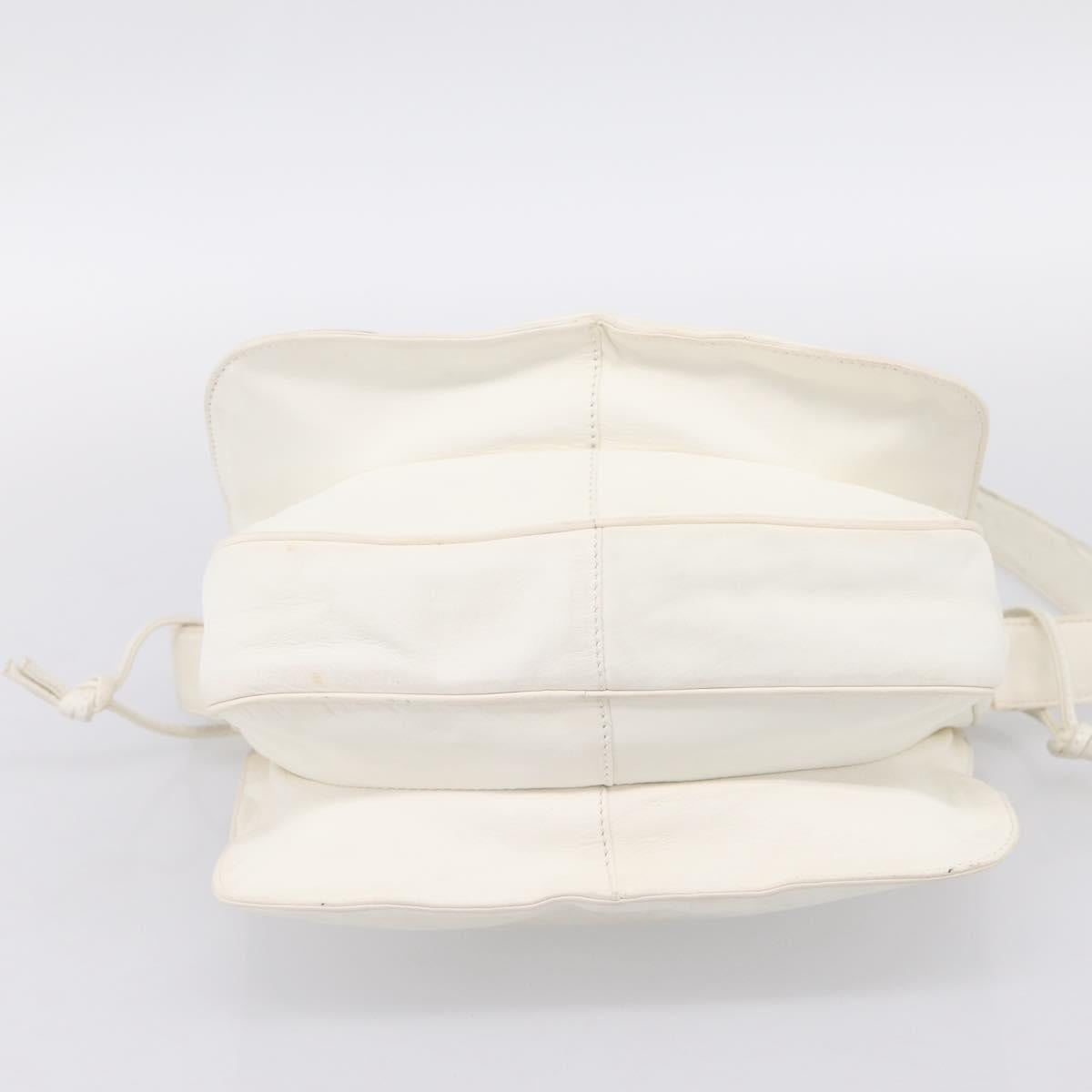 LOEWE Shoulder Bag Leather White Gold Auth 198255