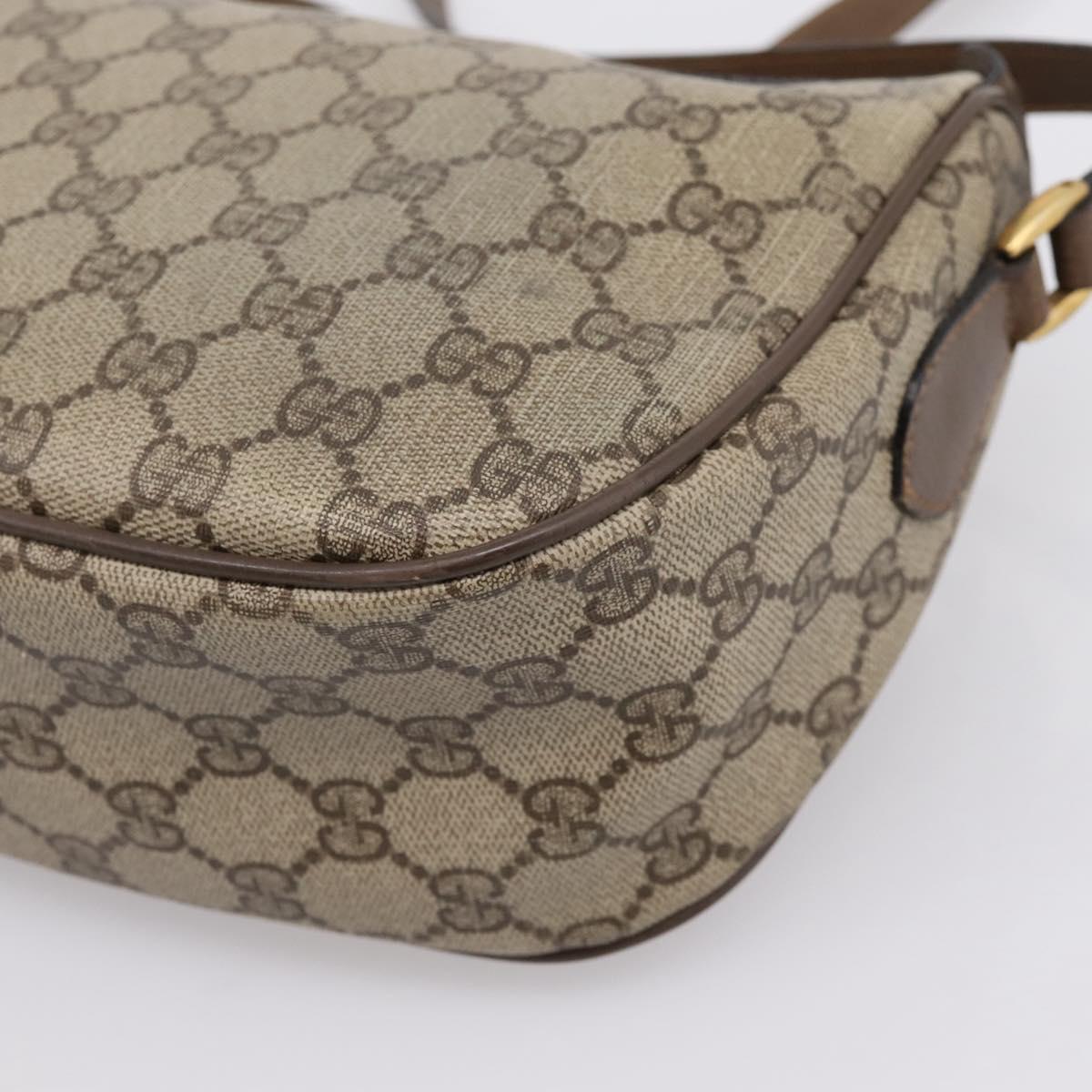 GUCCI GG Supreme Web Sherry Line Bag PVC Beige Gold 89 02 032 Auth 198257