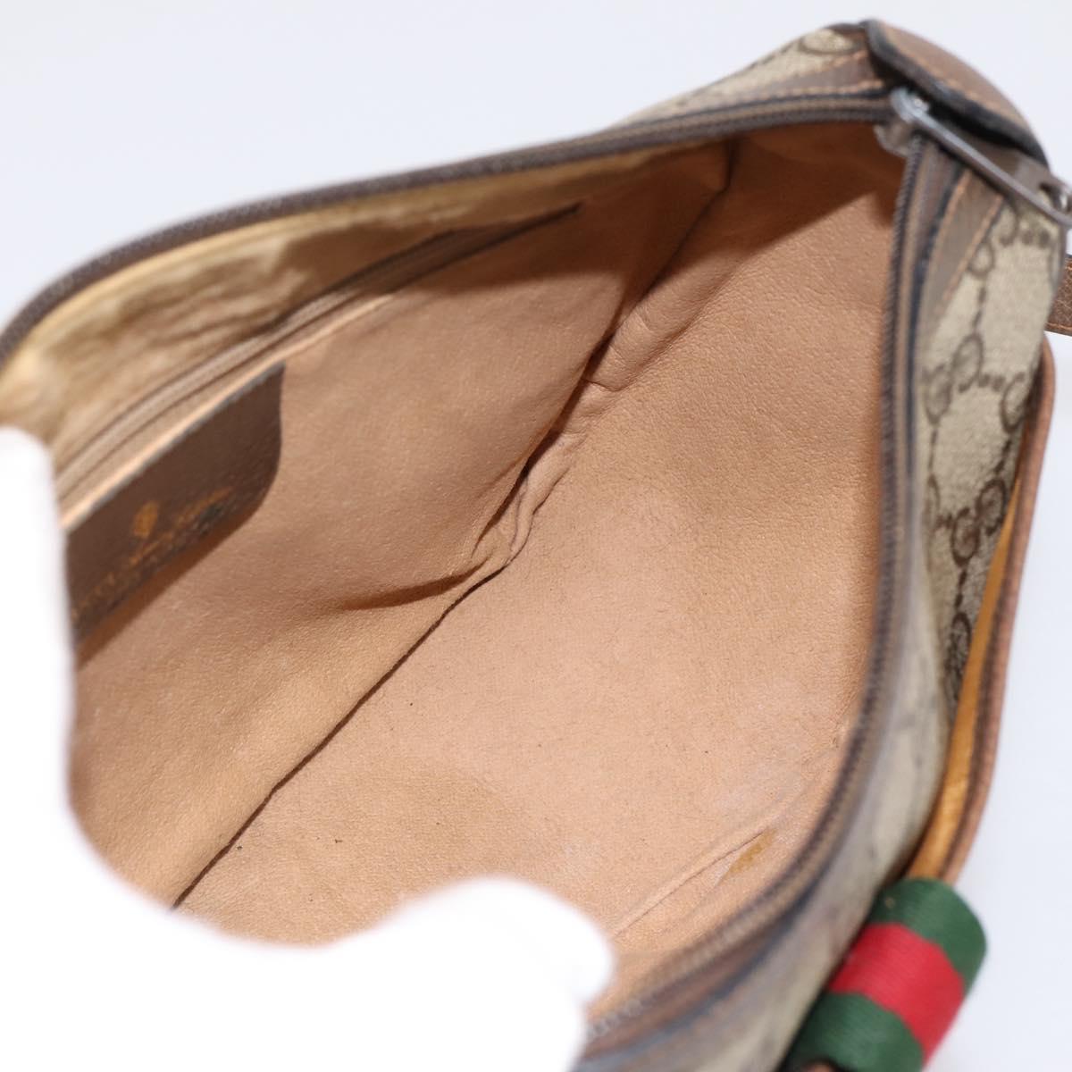 GUCCI GG Supreme Web Sherry Line Bag PVC Beige Gold 89 02 032 Auth 198257