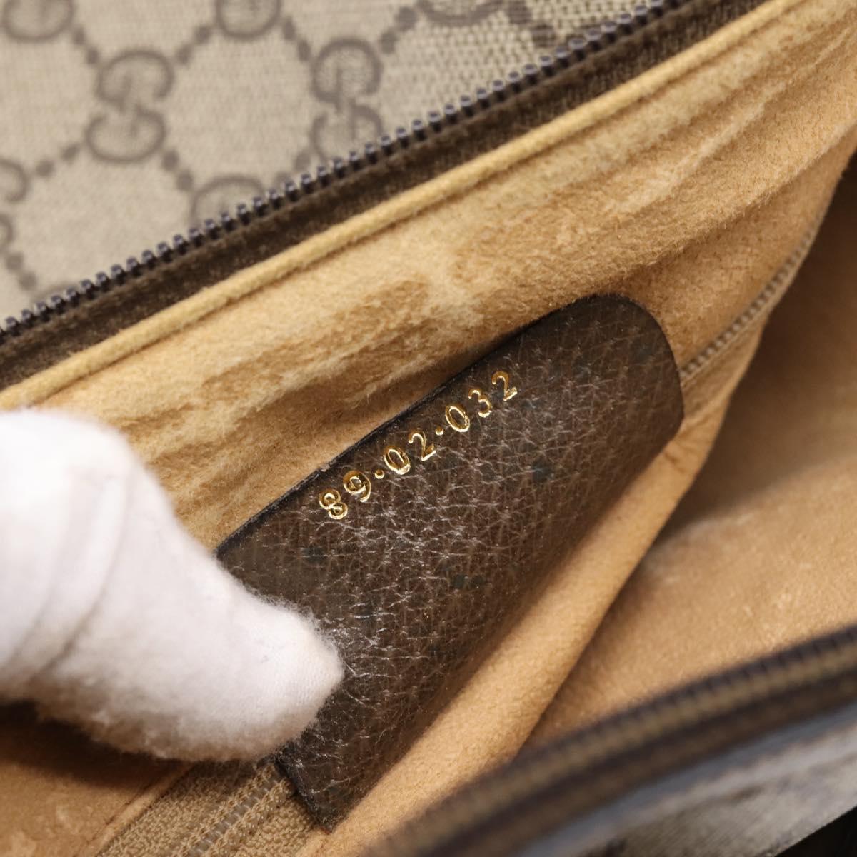 GUCCI GG Supreme Web Sherry Line Bag PVC Beige Gold 89 02 032 Auth 198257
