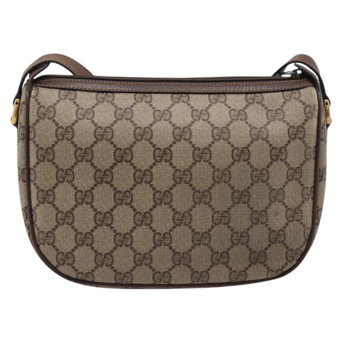 GUCCI GG Supreme Web Sherry Line Bag PVC Beige Gold 89 02 032 Auth 198257