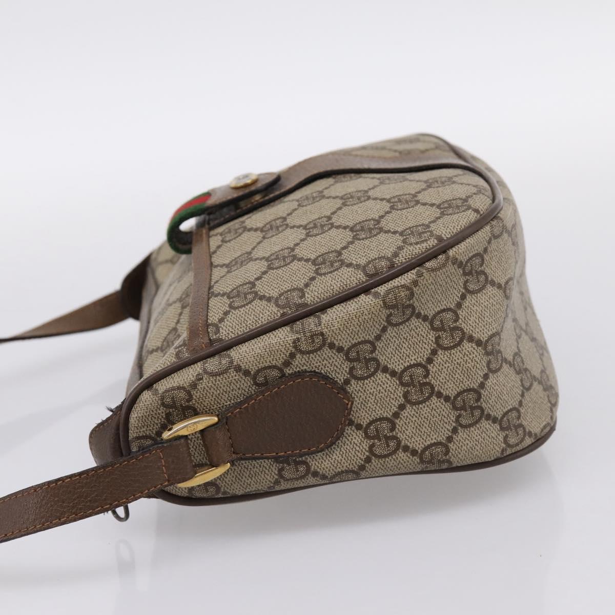 GUCCI GG Supreme Web Sherry Line Bag PVC Beige Gold 89 02 032 Auth 198257