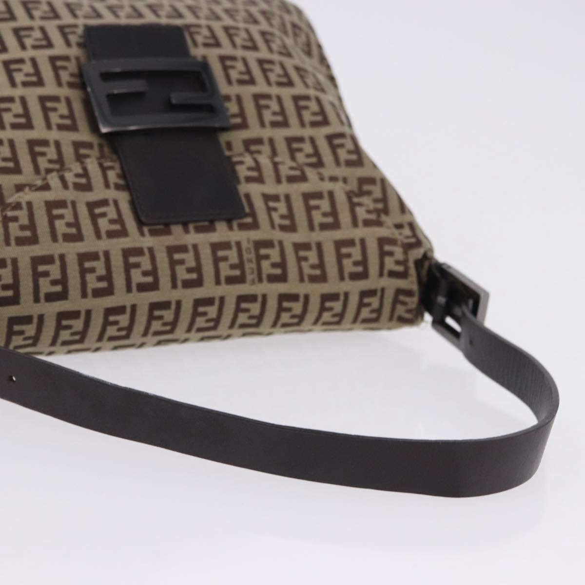 FENDI Zucchino Canvas Mamma Baguette Shoulder Bag Beige 8BR004 Auth 198258V