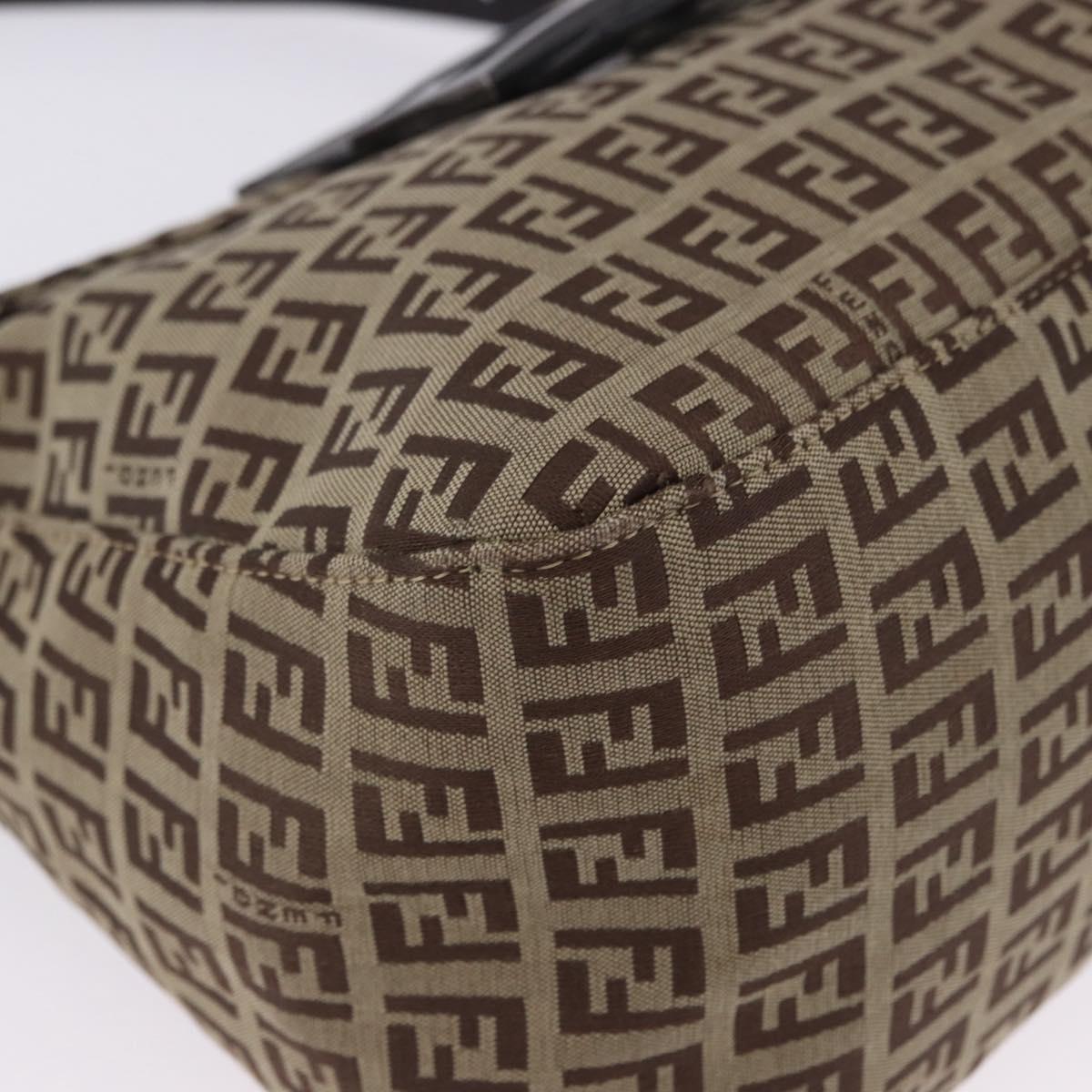 FENDI Zucchino Canvas Mamma Baguette Shoulder Bag Beige 8BR004 Auth 198258V