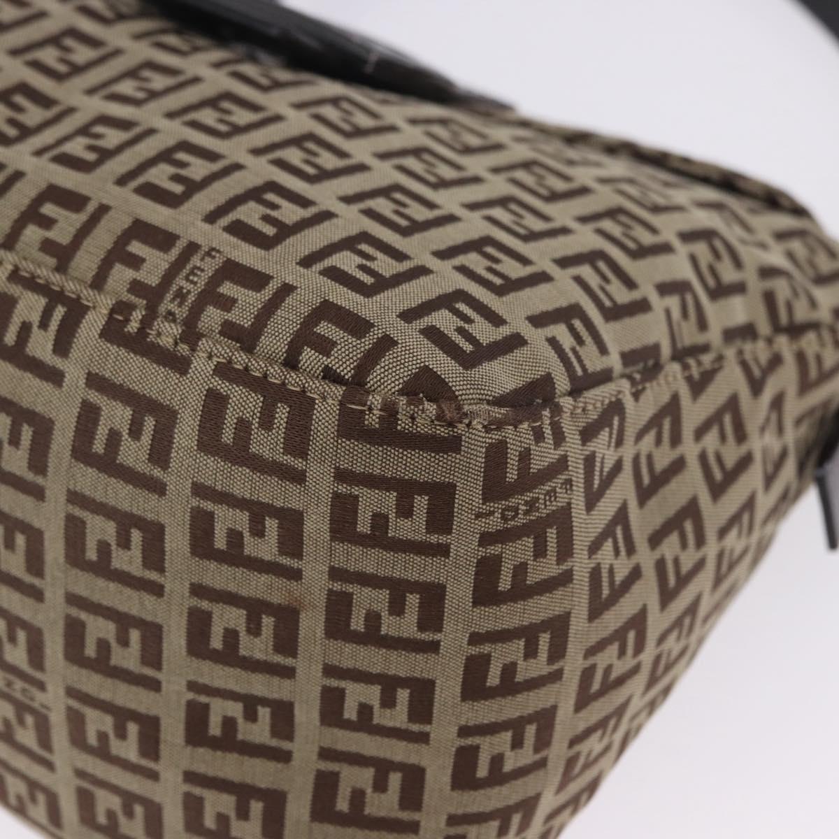 FENDI Zucchino Canvas Mamma Baguette Shoulder Bag Beige 8BR004 Auth 198258V