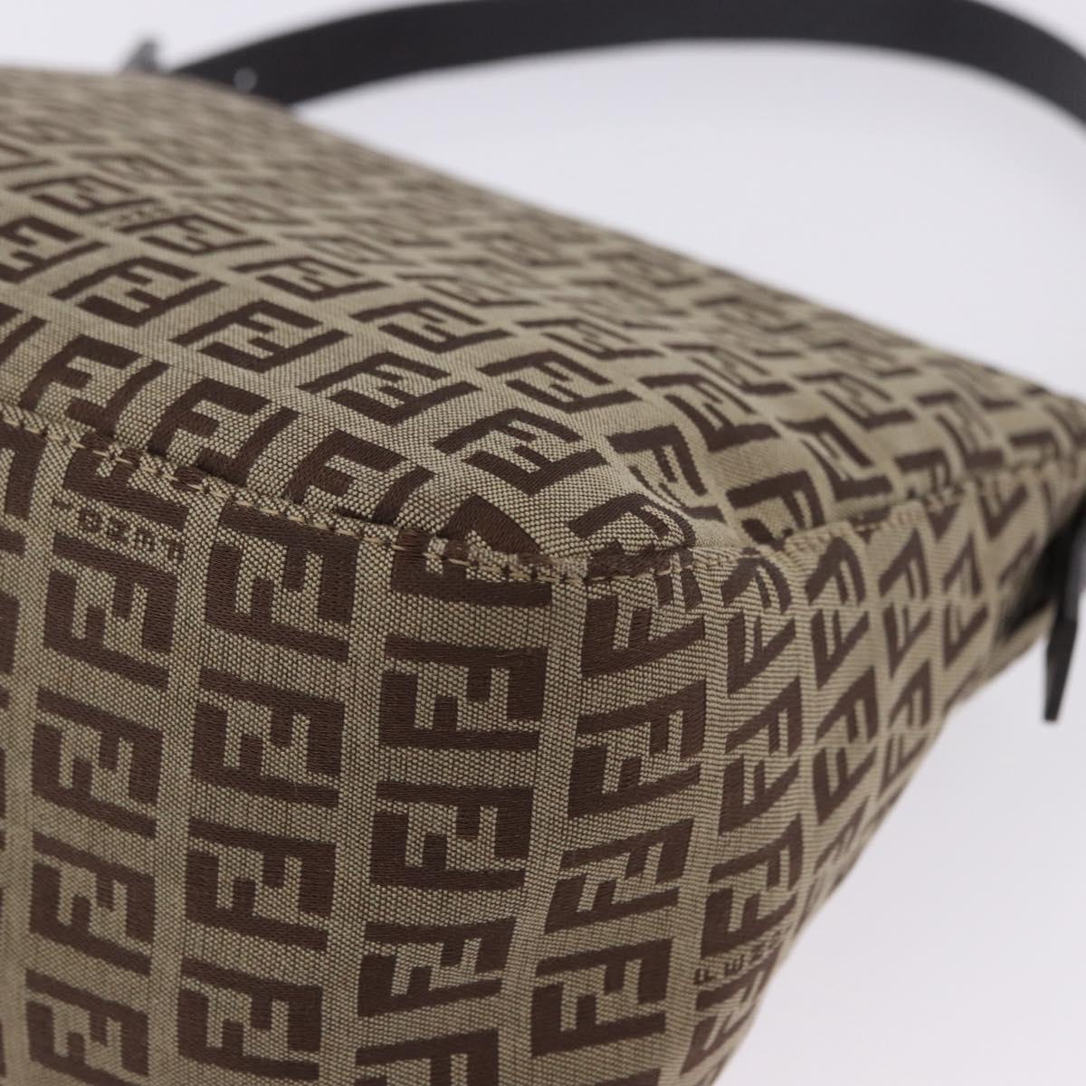 FENDI Zucchino Canvas Mamma Baguette Shoulder Bag Beige 8BR004 Auth 198258V