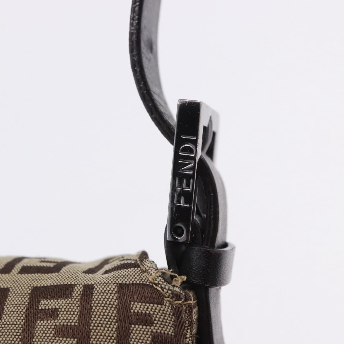 FENDI Zucchino Canvas Mamma Baguette Shoulder Bag Beige 8BR004 Auth 198258V