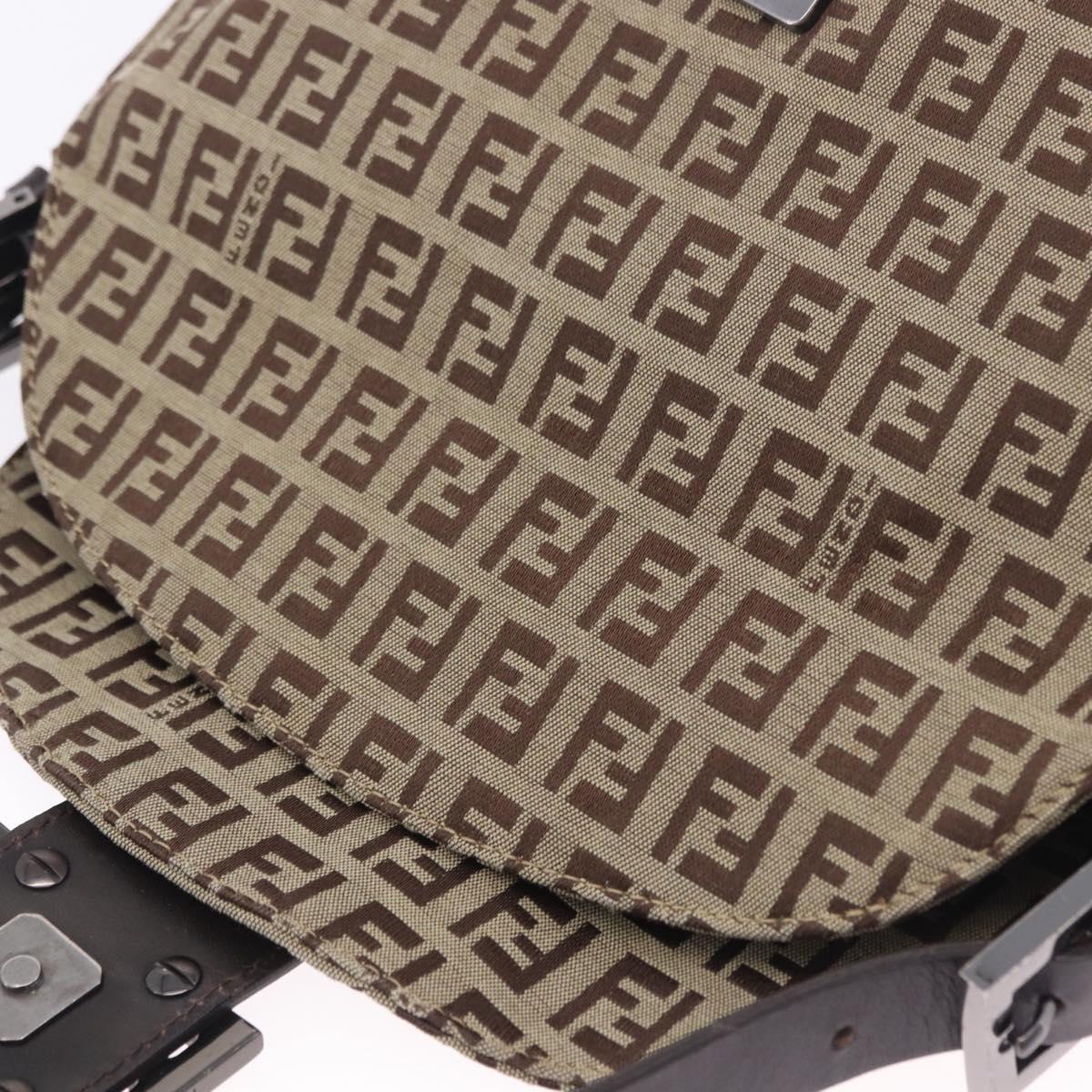 FENDI Zucchino Canvas Mamma Baguette Shoulder Bag Beige 8BR004 Auth 198258V