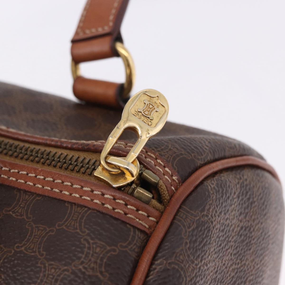 CELINE Macadam Canvas Hand Bag PVC Leather Brown Gold Auth 198260A