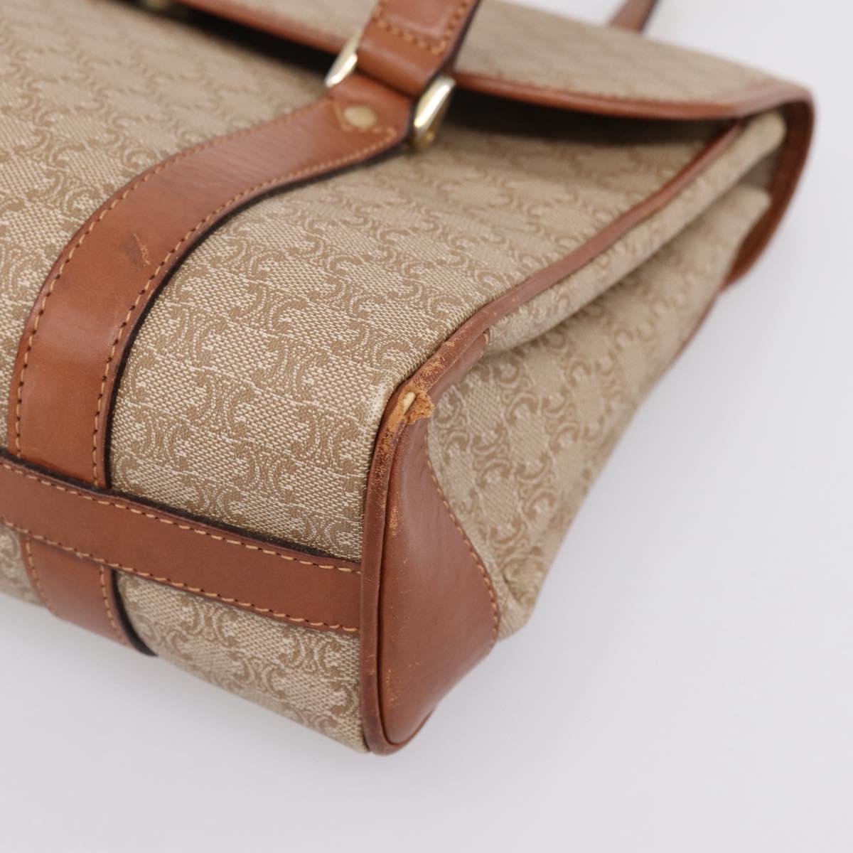 CELINE Macadam Canvas Hand Bag PVC Beige Gold Auth 198262