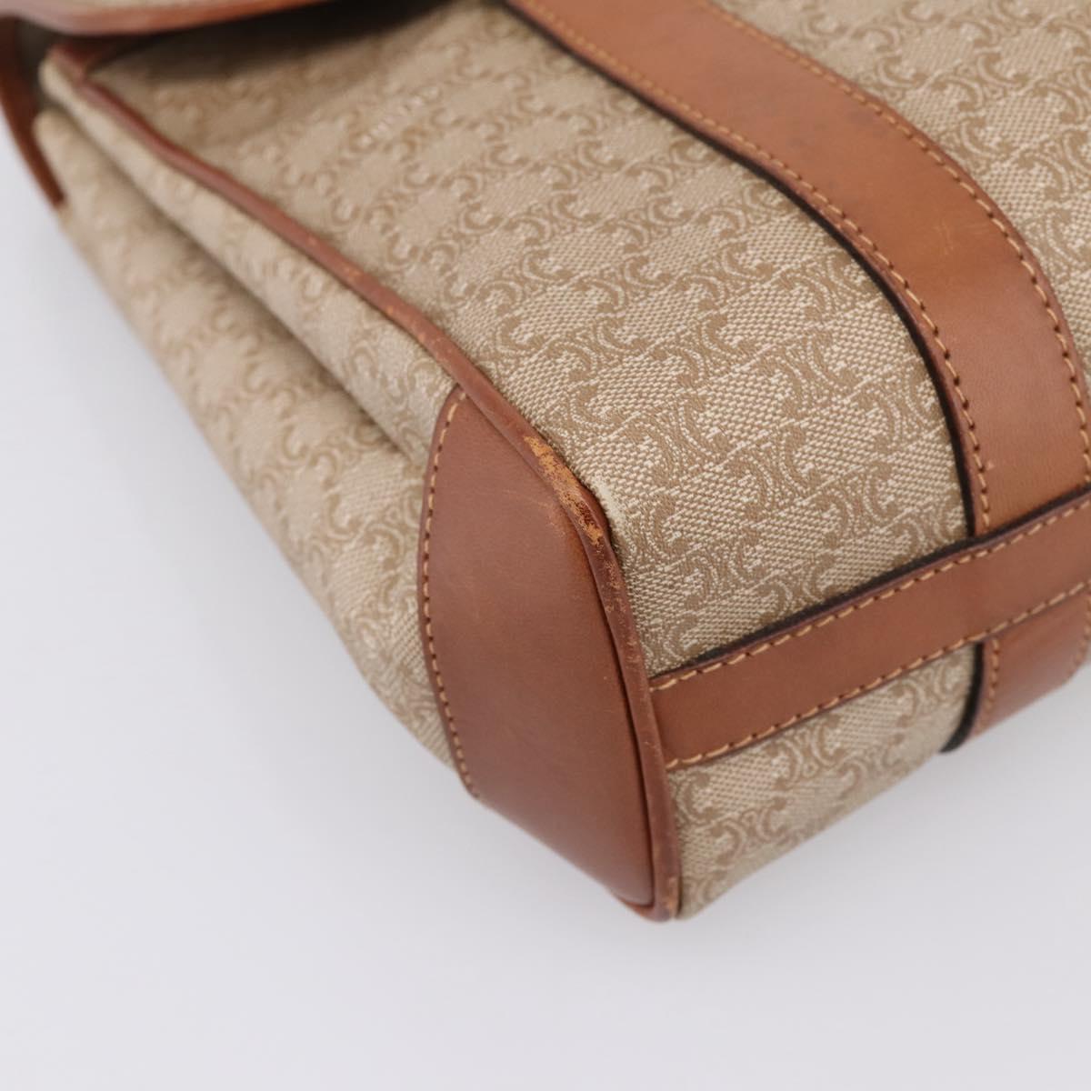 CELINE Macadam Canvas Hand Bag PVC Beige Gold Auth 198262
