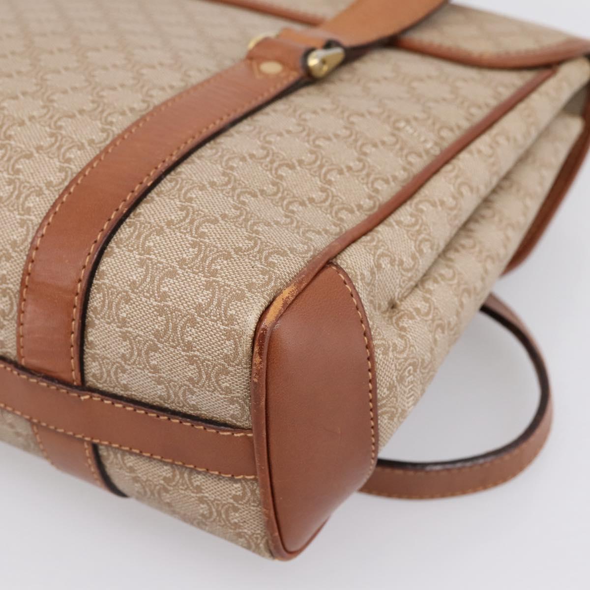 CELINE Macadam Canvas Hand Bag PVC Beige Gold Auth 198262