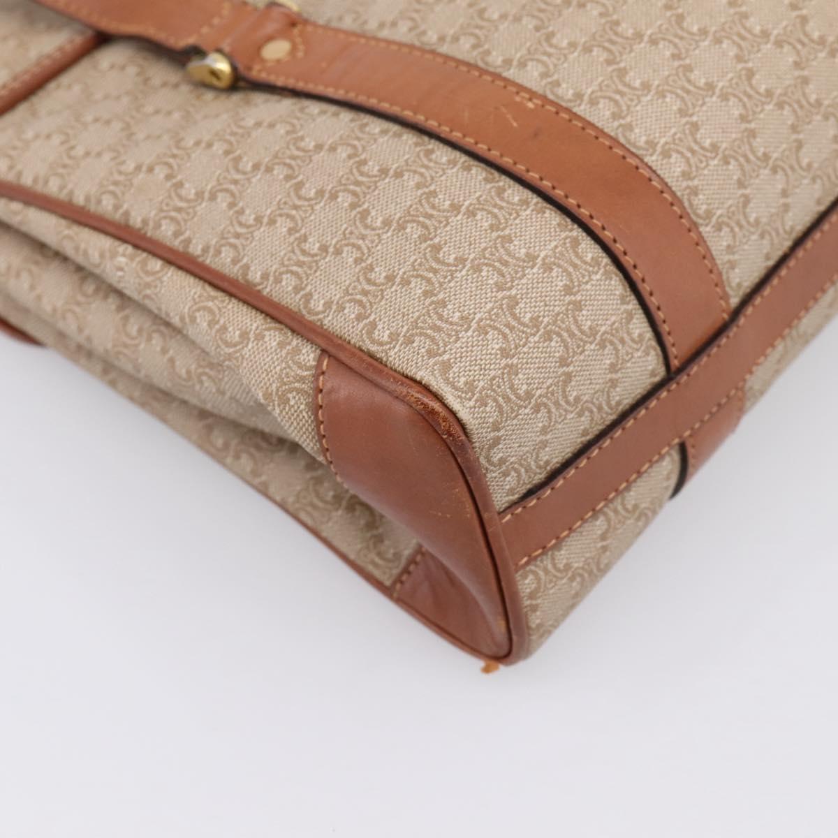 CELINE Macadam Canvas Hand Bag PVC Beige Gold Auth 198262