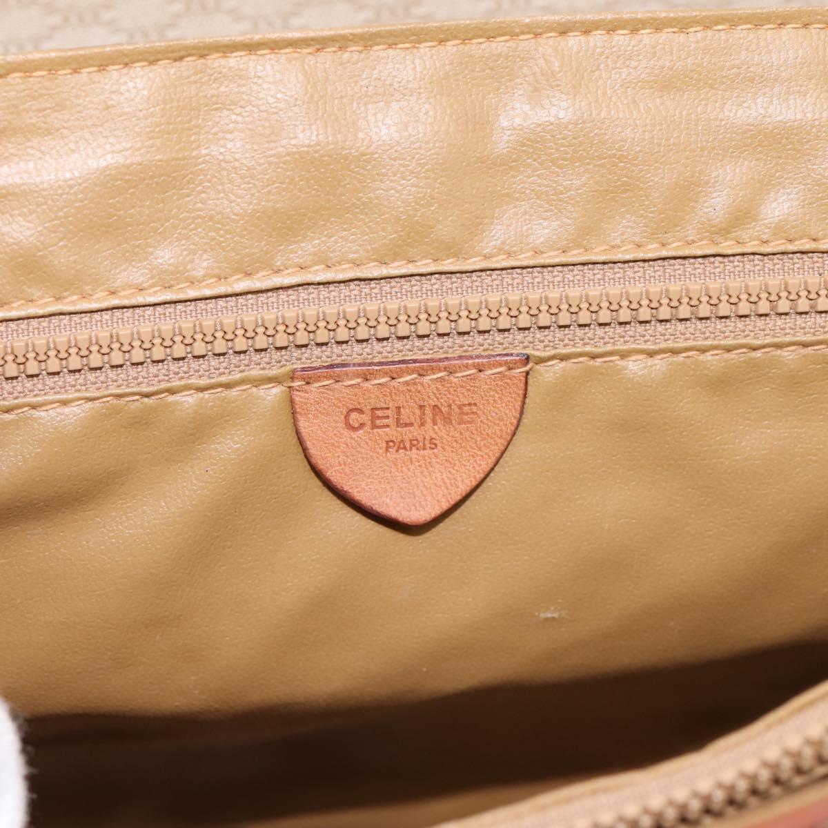 CELINE Macadam Canvas Hand Bag PVC Beige Gold Auth 198262