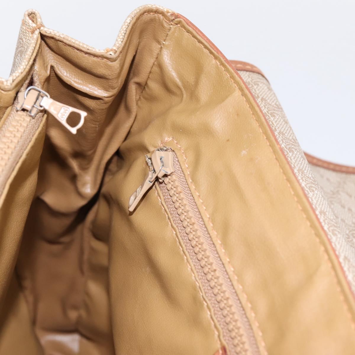 CELINE Macadam Canvas Hand Bag PVC Beige Gold Auth 198262