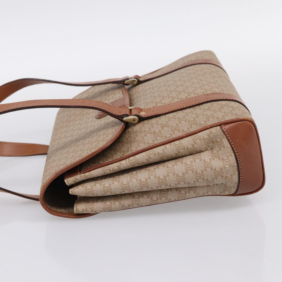 CELINE Macadam Canvas Hand Bag PVC Beige Gold Auth 198262