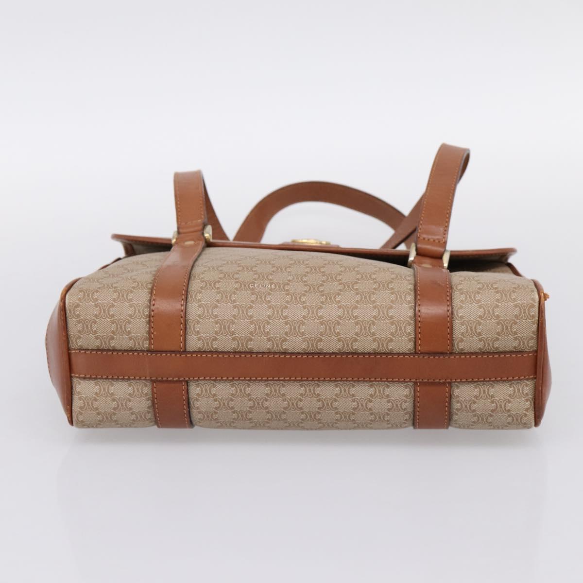 CELINE Macadam Canvas Hand Bag PVC Beige Gold Auth 198262