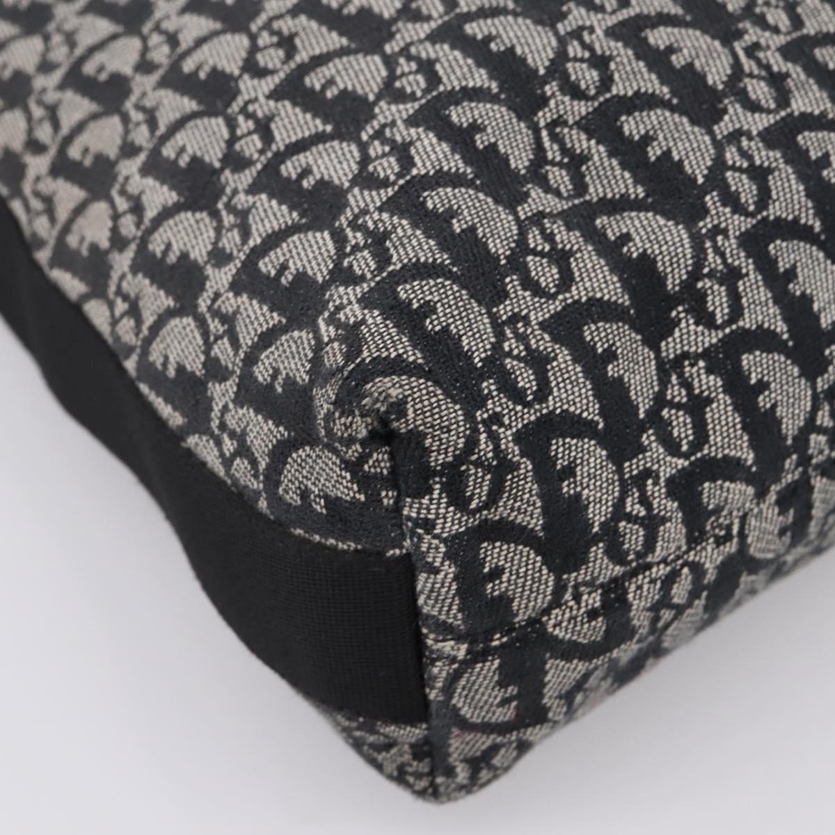 Christian Dior Trotter Canvas Shoulder Bag Navy Silver Auth 198263