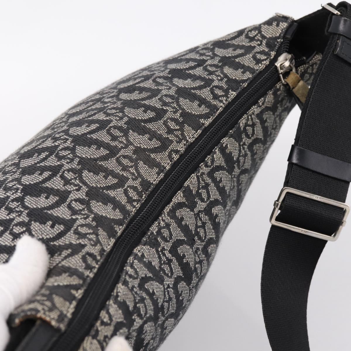 Christian Dior Trotter Canvas Shoulder Bag Navy Silver Auth 198263