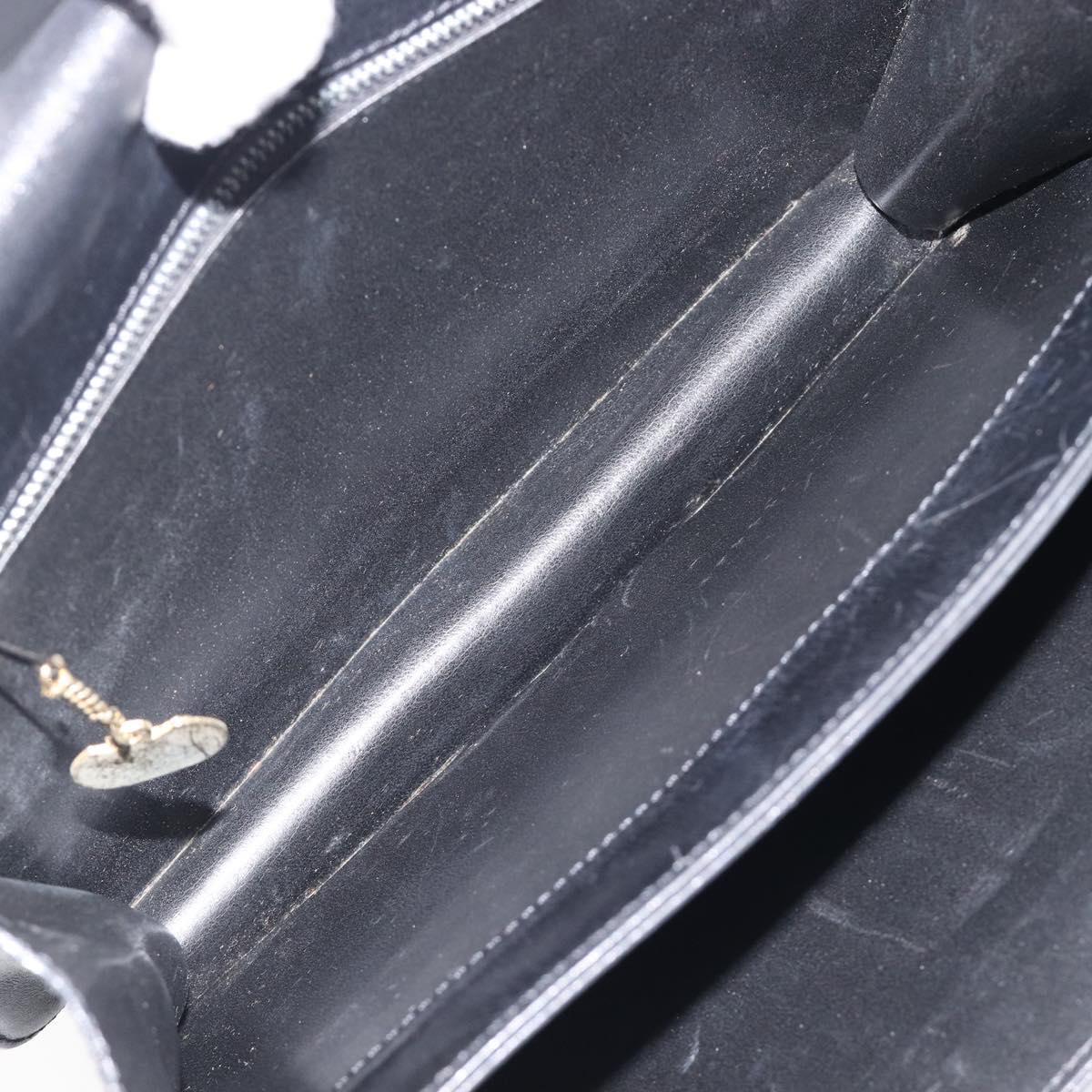 CELINE Hand Bag Leather Black Gold Auth 198264