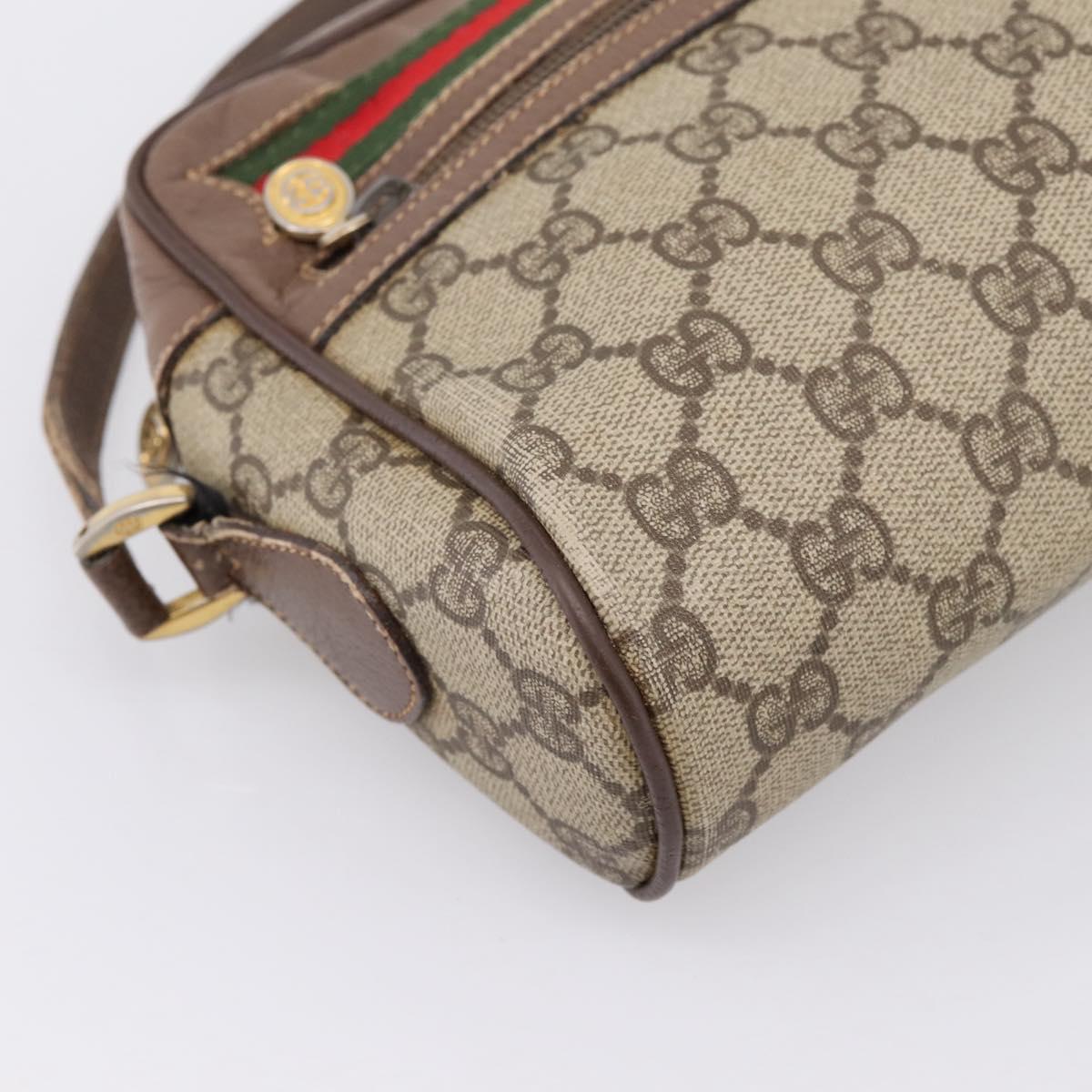 GUCCI GG Supreme Web Sherry Line Bag PVC Beige Gold 001 44 6655 Auth 198265