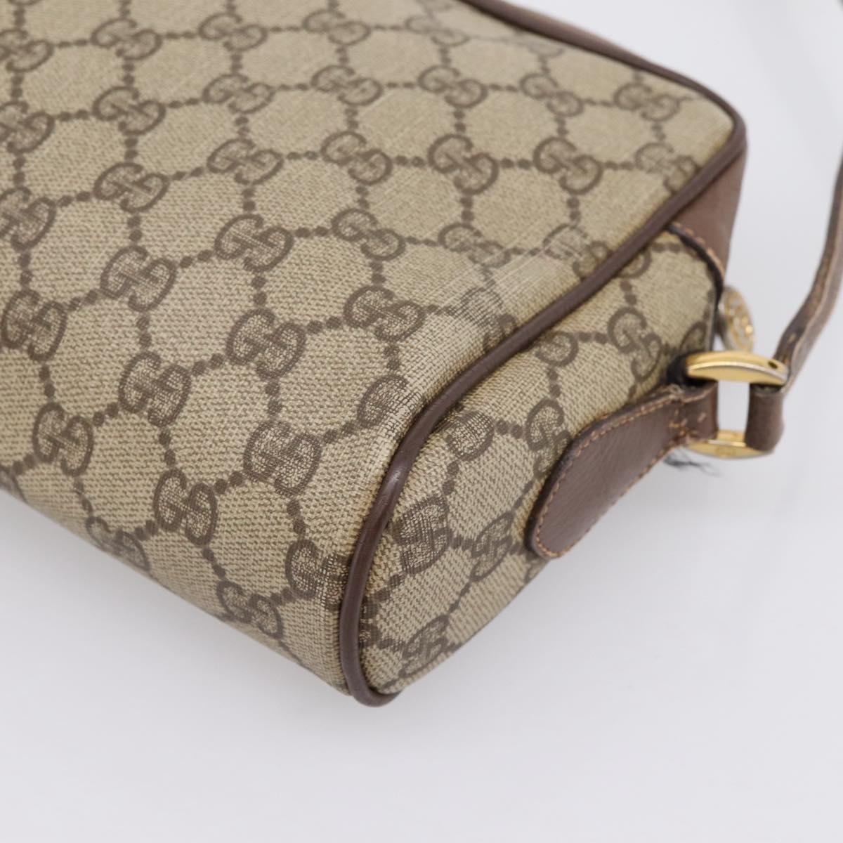 GUCCI GG Supreme Web Sherry Line Bag PVC Beige Gold 001 44 6655 Auth 198265