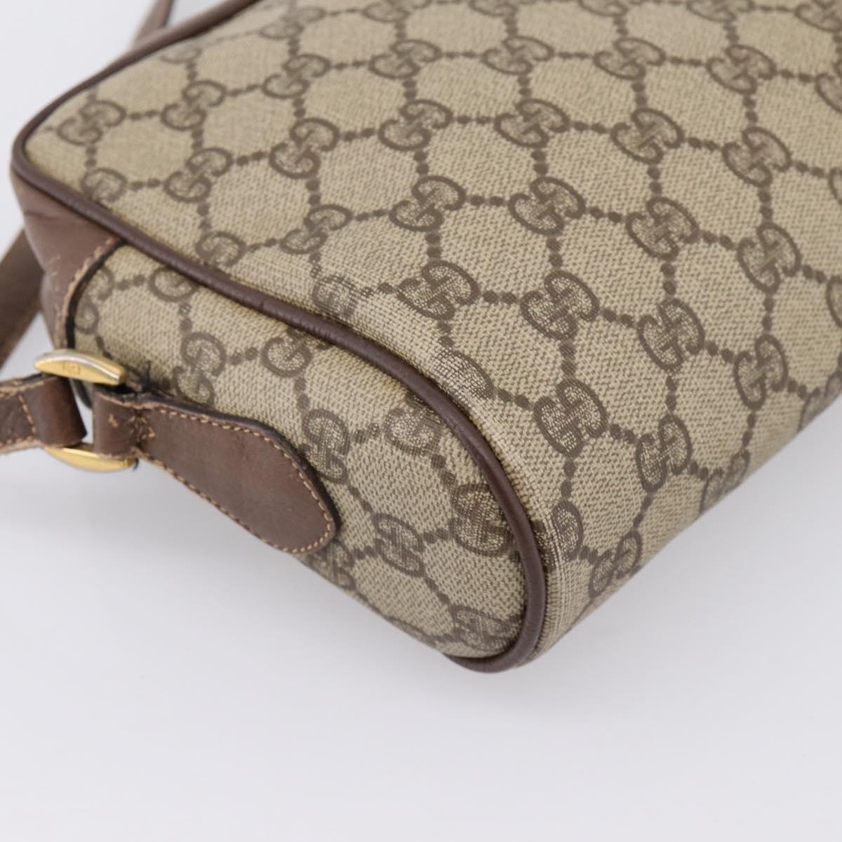 GUCCI GG Supreme Web Sherry Line Bag PVC Beige Gold 001 44 6655 Auth 198265